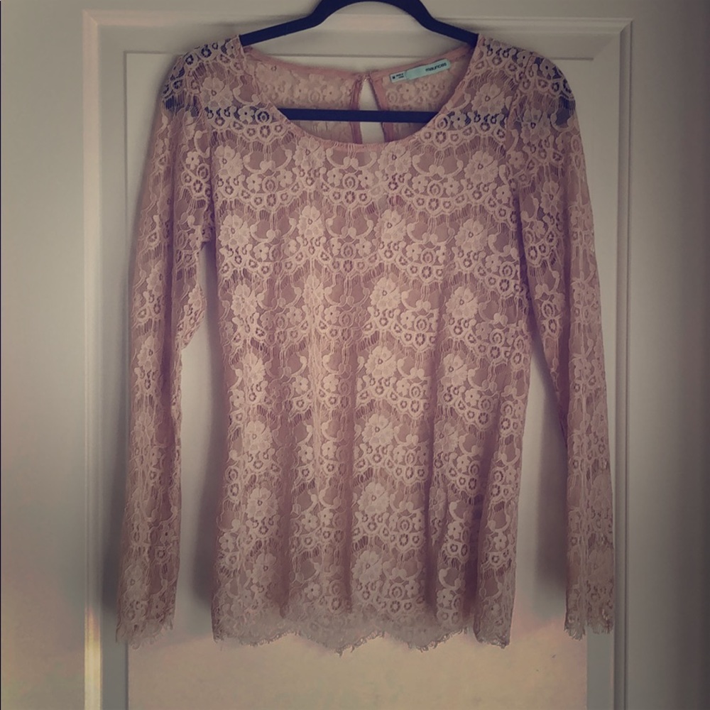 Maurices light pink lace long sleeve